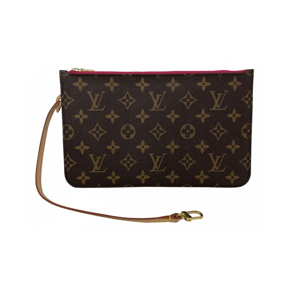 LOUIS VUITTON Large Monogram Pink Pouch Pochette Clutch Wristlet